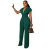 Summer Low Cut Solid Colour Waisted Women's Jumpsuit