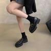 Height-increasing Platform Loafer Single Shoes Women's 2025 Spring New Retro Square Head Thick Heel Small Leather Shoes
