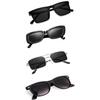 Sheomy Unisex Combo Offer Pack of 4 Shades Glasses Pathan Sunglasses Rectangle Retro Vintage Narrow Women::Men ,MKN-071