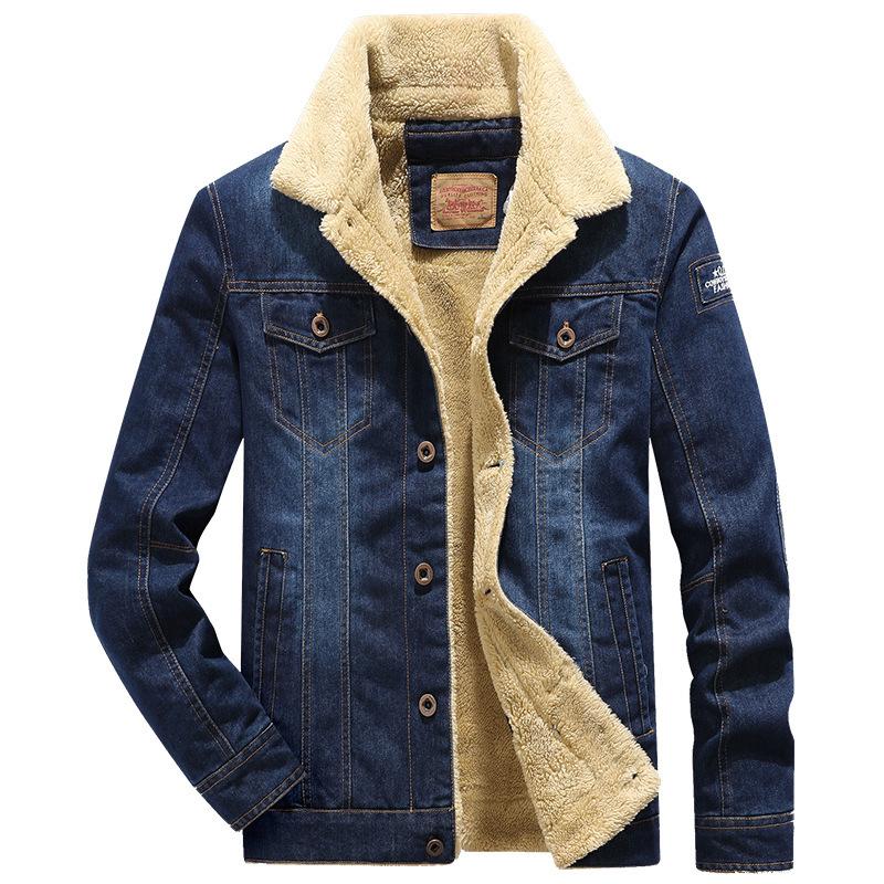 Denim Jacket Men's New Cotton-padded Casual Versatile Loose Large Size Velvet Thickened Jacket Men