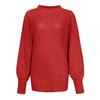 Women's Fashion Half High Neck Loose Solid Long Sleeve Thick Needle Side Split Knitted Sweater