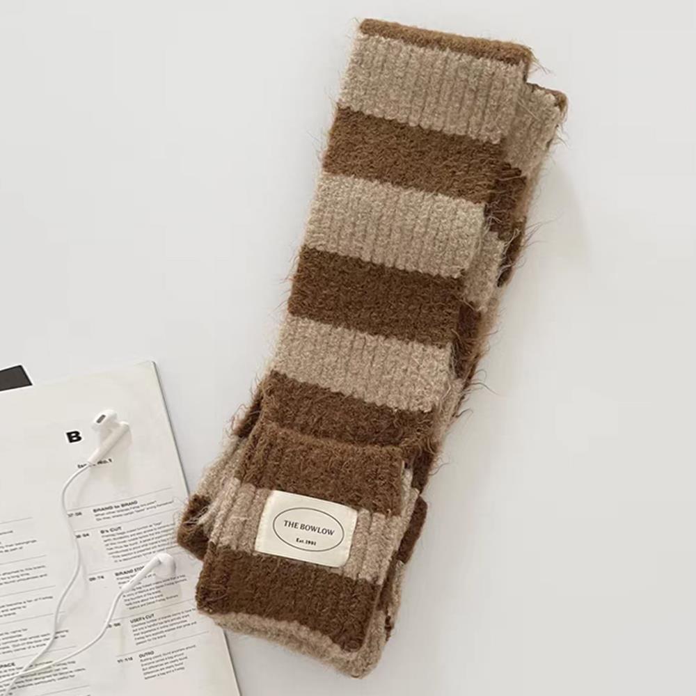 Black White Stripe Wool Knitted Scarf Women Winter Korean Thick Warm Y2k Scarf Fashion Harajuku Knitted Scarf Christmas Gift