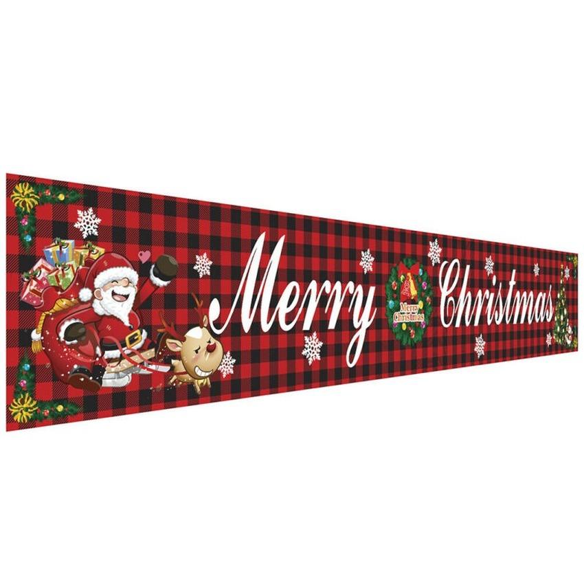 Merry Christmas Banner Flag Pulling Xmas Santa Claus Hanging Decor Outdoor