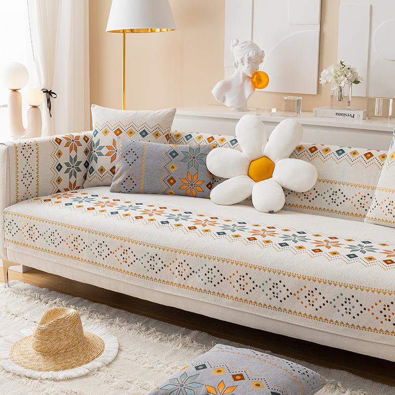 Chenille Sofa Cushion Leather Four Seasons Universal Simple Modern Cover Cloth Sofa Cover Light Luxury High-End Cushion Towel American Style