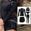 Couple's Sun Protection Swimsuit Quick-Drying Bathing Suit Surfing Snorkeling Diving Suit Women 5 Pieces Long Sleeves Top Long Pants Swimwear Set
