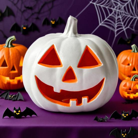 Halloween Pumpkin Lanterns LED Light Up Festive Jack-o-lantern Display Statue Halloween Party Home Decor