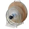 Stainless Steel Pot Lid Holder Modern Heavy Duty Standing Multi-functional Countertop Cutting Board Plate Cutter Storage Rack Organizer Kitchen