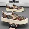 New Ethnic Style Printed Men's Canvas Shoe Designer Thick-soled Loafers Men's Breathable Casual Sports Shoes Slip-on Men's Shoes