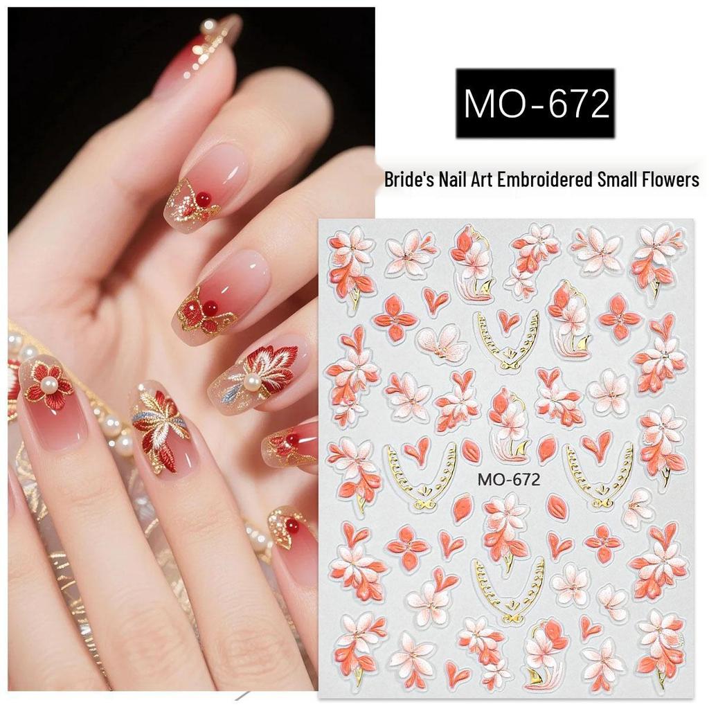 3D рельефные цветочные и бабочковые наклейки для ногтей - трендовые декали для DIY маникюра