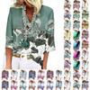 Women's Shirt Blouse Casual Loose Shirts  3/4 Sleeve  Print  V Neck Tops Print  Tops T-shirts Tee