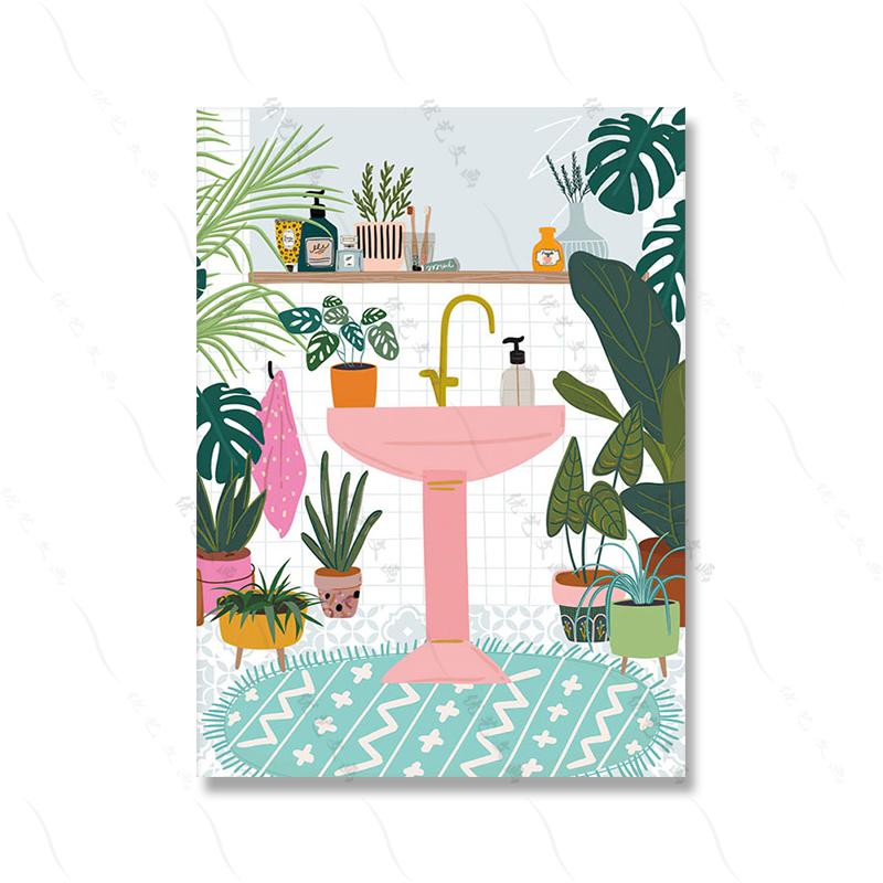 Greek Tile Botanical House Plants Art Nordic Poster Home Decor Boho Retro Vase Leaves Pictures Modern Wall Art Canvas Paintings