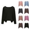 Ladies' Loose Comfortable Casual Fashionable And Warm Underwear With Seamless Round Neck And Thick Velvet Top