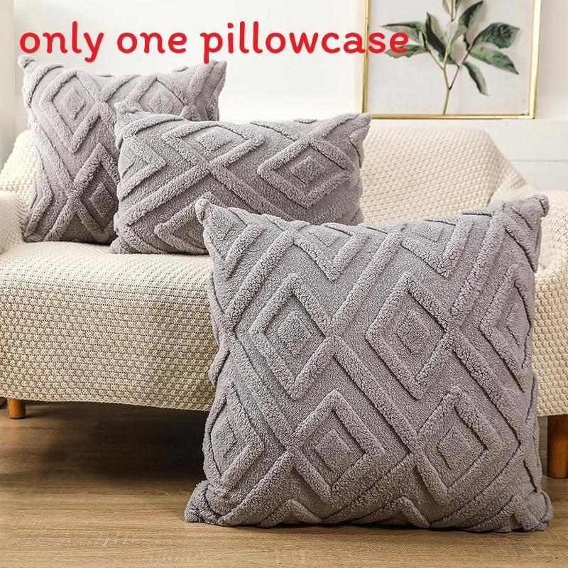 Pillow Geometric Cover Plush Material And Logo Living Room Sofa Home Decor