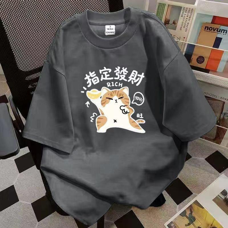 2025 New Cotton Short-sleeved T-shirt Female Summer Loose Trend Printing Fashion Tops