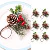 Napkin Rings Set Of 6  Berries Christmas Thanksgiving Holiday Rustic Holders