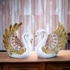 Duck Swan Pair Feather Design Sculpture for Home Decor Decorative Showpiece (Set of 2 Pc, Small, White) Showpiece