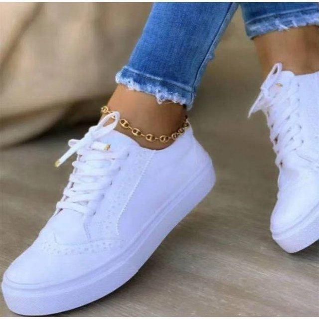 Ladies Casual Comfortable Vulcanized Ladies Comfortable Denim Shoes Oversized Lace -Up Sneakers Ladies Flat Shoes