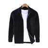 Fall Winter Men Coat Zipper Closure Knitted Cardigan Stand Collar Long Sleeves Solid