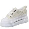 Fashion Women's Sneakers Spring Casual Shoes Women Platform Heels Wedges Height Increasing Vulcanized Shoes 8cm