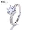 Lindon Classic Copper Alloy Zircon Ring Ladies Jewelry Wedding Promise Party Gift