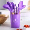 1pcs Purple Wooden Handle Silicone Kitchen Cooking Tools Heat Resistant Spoon Spatula Kitchenware Non-Stick Egg Beater Baking Utensils Accessories