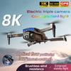 New D9 Obstacle Avoidance Drone ESC 4K HD Wide Angle Triple Camera Brushlessr Optical Flow Positioning WIFI FPV Remote Control Quadcopter Gift Toy
