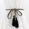 Ladies Fringed Thin Waist Chain Skirt Decor Waist Strap Rope Knotted Mixed Color