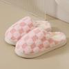 Couple Cotton Slippers Thick-bottomed Plaid Autumn and Winter Cute Flat-bottomed Slippers Winter Velvet Confinement Warm Cotton Shoes Women