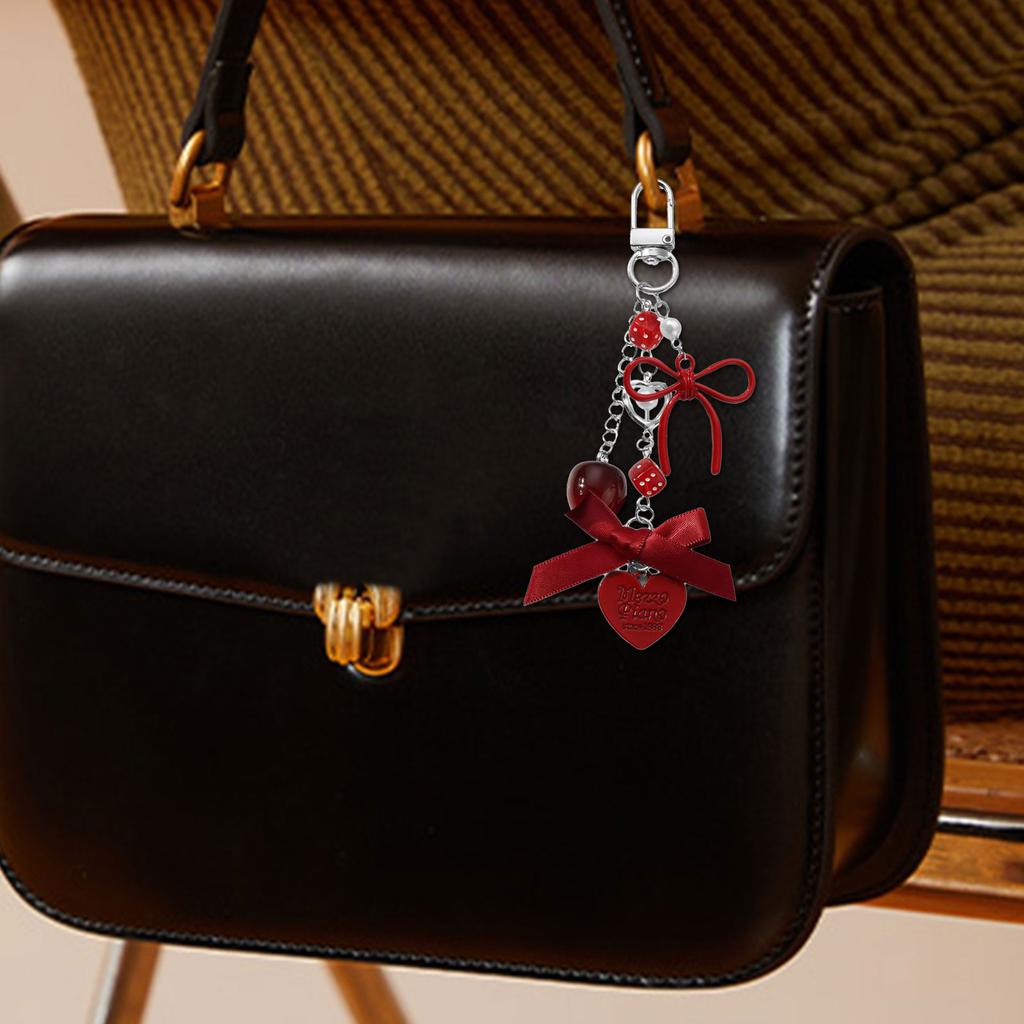 Stylish Skull Bows Keychain Bag Charm Sweet Edgy Design Metal Bag Accessory For Backpack Purse Gift