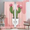 2pcs 2D Flat Printing Curtain Cute Cactus Love Nature Polyester Without Electricity Birthday Party for Holiday Family Portraits