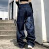 American Retro Street Loose Embroidered Straight-leg Jeans Women 2021 New Casual All-match High-waist Mopping Wide-leg Trousers