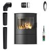 Freestanding Stove Fireplace KRATKI ROLLO 2 10 kW Black Mounting Kit