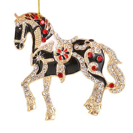 Horse Christmas Ornaments Sparkly Rhinestone Horse Hanging Decoration Acrylic Christmas Tree Ornament for Winter Xmas Party Supplies Holiday Home
