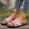 Women's Shoes 2024 Fashion Basic Women's Slippers Hot Selling Large Size Casual Slippers Summer Open Toe Solid Color Flat Bottom