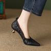 Fashion Designer Office Lady Elegant Pumps Shoes Women's Pointed Toe Mid Heels 2025 New Leather Retro Dancing Party Low Heel Shoes