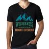 Men’s Vintage Tee Shirt Graphic T Shirt V Neck Wilderness Mount Everest Deep Black