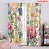 2pcs,2D Plane Printing Creative Curtains Blooming Tapestry Versatile 100% Polyester (without Rod) Decorations Inside Ldeal for
