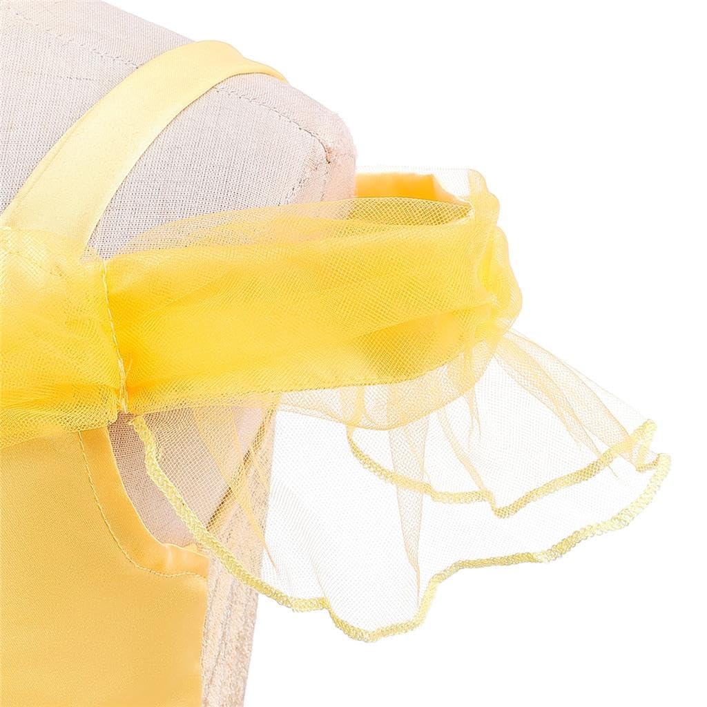 Toddler Girls Belle Cosplay Princess Costume Children Skirt Beauty and the Beast Dress Halloween Costume Yellow Size Years 130 [Dressy Daisy] 8-9