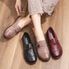 Middle-aged and Elderly Women's Spring and Autumn Shoes Mom's Comfortable Soft Sole Leather Loafers Granny's Non-slip Flat Shoes