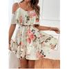 2024 Bohemian Cold Shoulder Ruffle Dress, European & American Classic Print