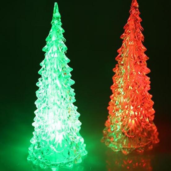 27CM Light Up Christmas Tree Colorful Lighting Battery Operated Holiday Home Decoration Acrylic LED Desktop Xmas Tree Lamp Ornament