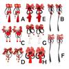 Chinese New Year Style Tassel Hairpin 2pcs Bow Decorative Performance Clothing Hairpin Set Acce E5N3
