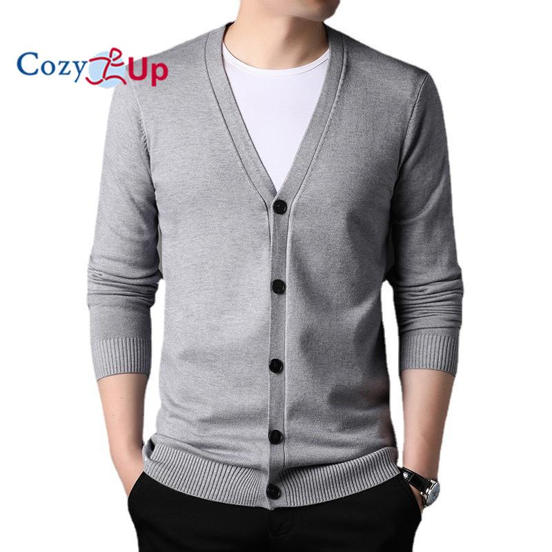 Cozy Up New Spring Autumn Knitted Cardigan Men Solid Color V Neck Slim Fit Sweatercoat Fashiion Casual Single Breasted Cardigan Sweaters