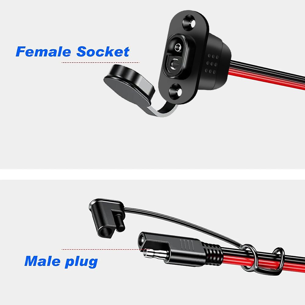 1/2Sets SAE Quick Connector Harness SAE Adapter Male Plug To Female Socket Cable 12AWG SAE Extension Cable Waterproof ForCharger