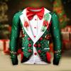 Fun Christmas Costume T-Shirts Fake Suit Tie 3D Print Men's O-Neck Long Sleeve T Shirt Harajuku Pullovers Tees Tops Kid Clothing