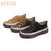 Women's Vulcanized Shoes Flat New Genuine Leather Women's Sneakers Retro Large Size Fashion Girl Student Shoes