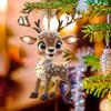 Christmas Ornaments Cartoon Elk Xmas Tree Hanging Decoration 2D Flat Acrylic Pendant for Tree Car Window Decor