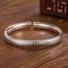 Round Heart Sutra Buddhist Sutra S999 Vintage Bangle Silver Bracelet