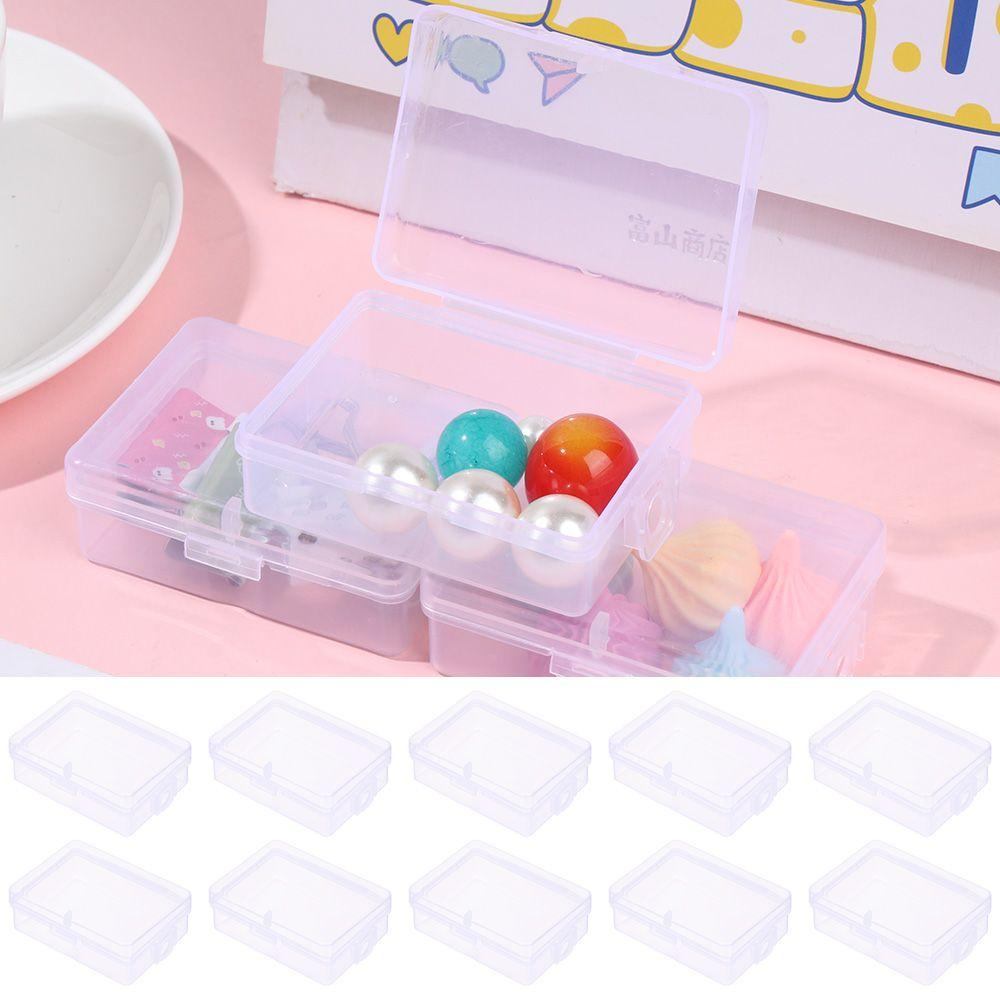 10Pcs Rings Rectangle Plastic Transparent Mini Boxes Container Storage Case Packaging Box