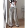 Korean Vertical Striped Casual Pants for Women In Summer New Loose Bubble Striped Wide-leg Versatile Trousers